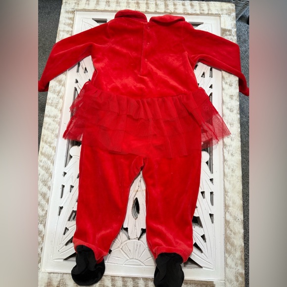 Absorba Red Velvet Kids Footie w/ Bow. Infant Size 9 Months. - Picture 6 of 6